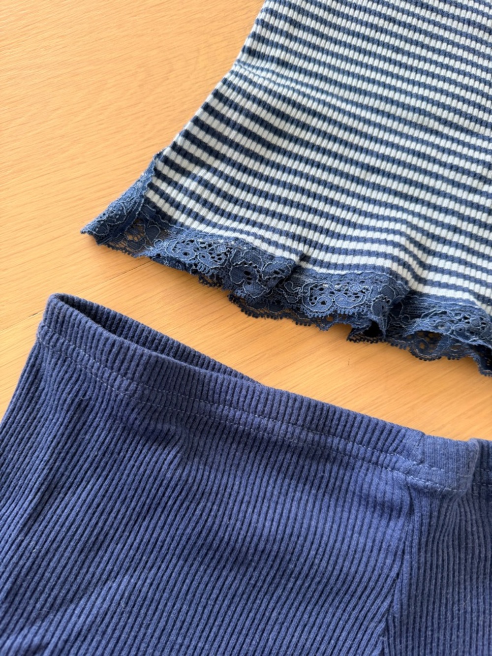 La SENZA Navy & White Striped Lace-Trim Cami and Shorts Set - Picture 8 of 8
